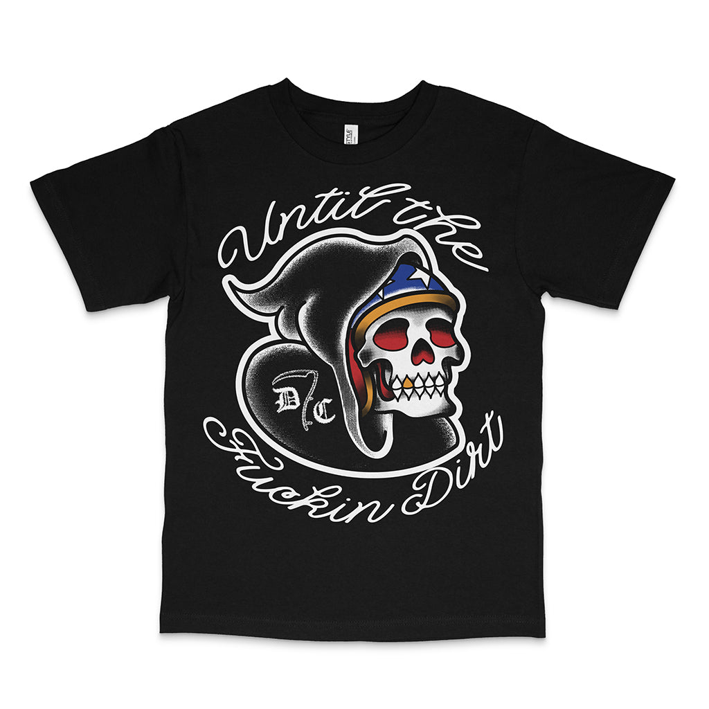 “Until the F*ckin Dirt” Reaper Tee – Death Rides a Chopper